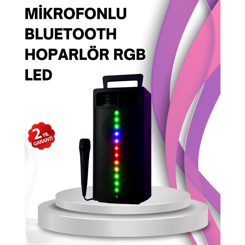 Renkli Işıklı Bluetooth Hoparlör – Taşınabilir, Güçlü Ses Performansı