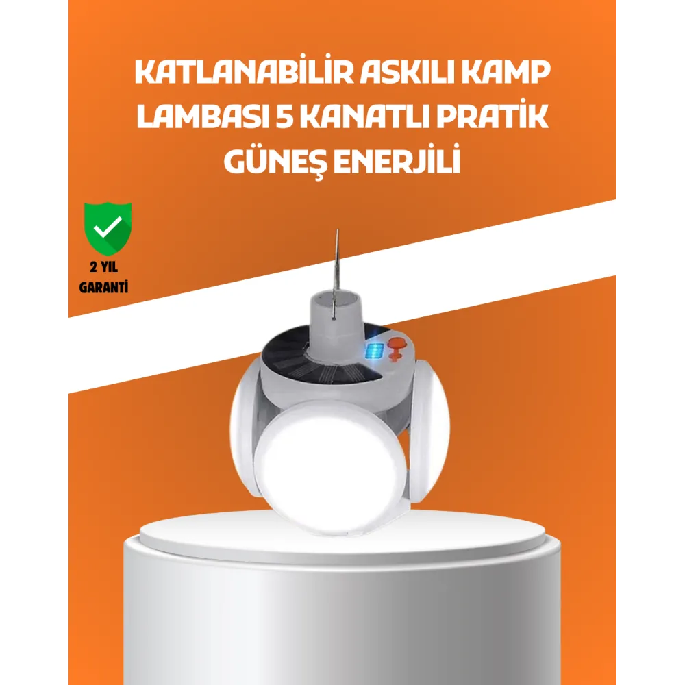 Çok Amaçlı Katlanabilir Güneş Enerjili Kamp Lambası – Masa Üstü ve Asılabilir Kullanım