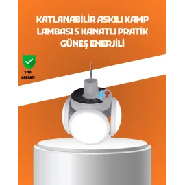 Çok Amaçlı Katlanabilir Güneş Enerjili Kamp Lambası – Masa Üstü ve Asılabilir Kullanım