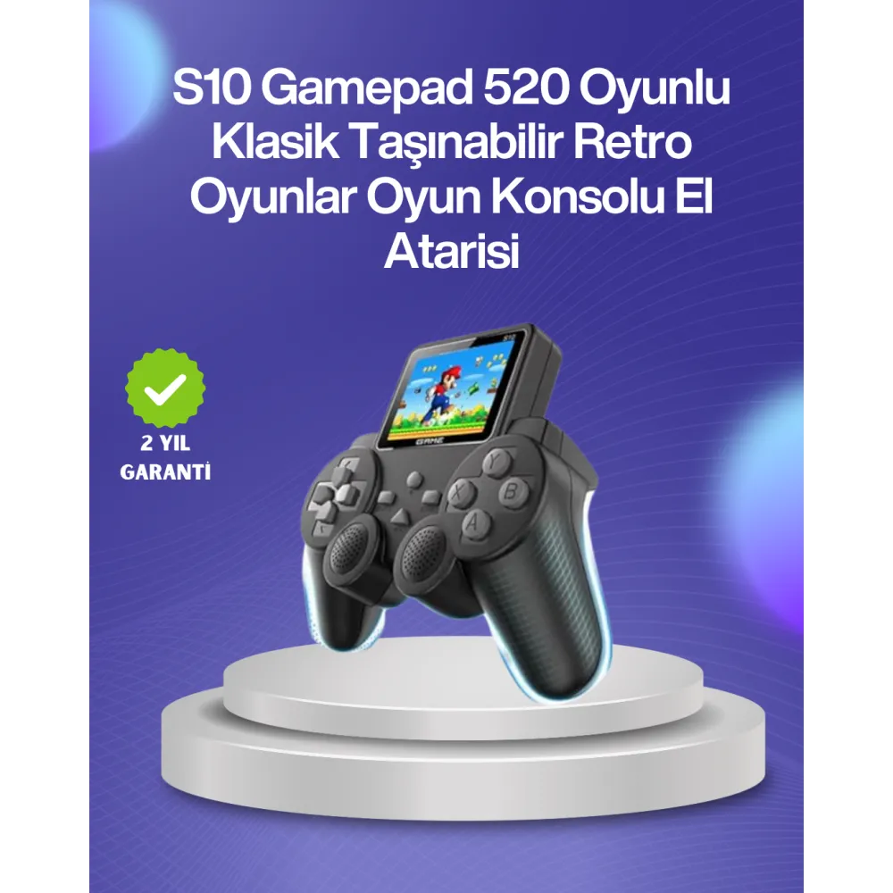 500 Oyunlu Nostaljik El Tipi Oyun Konsolu, Taşınabilir Şarjlı Cihaz, Renkli Ekran ve TV Destekli