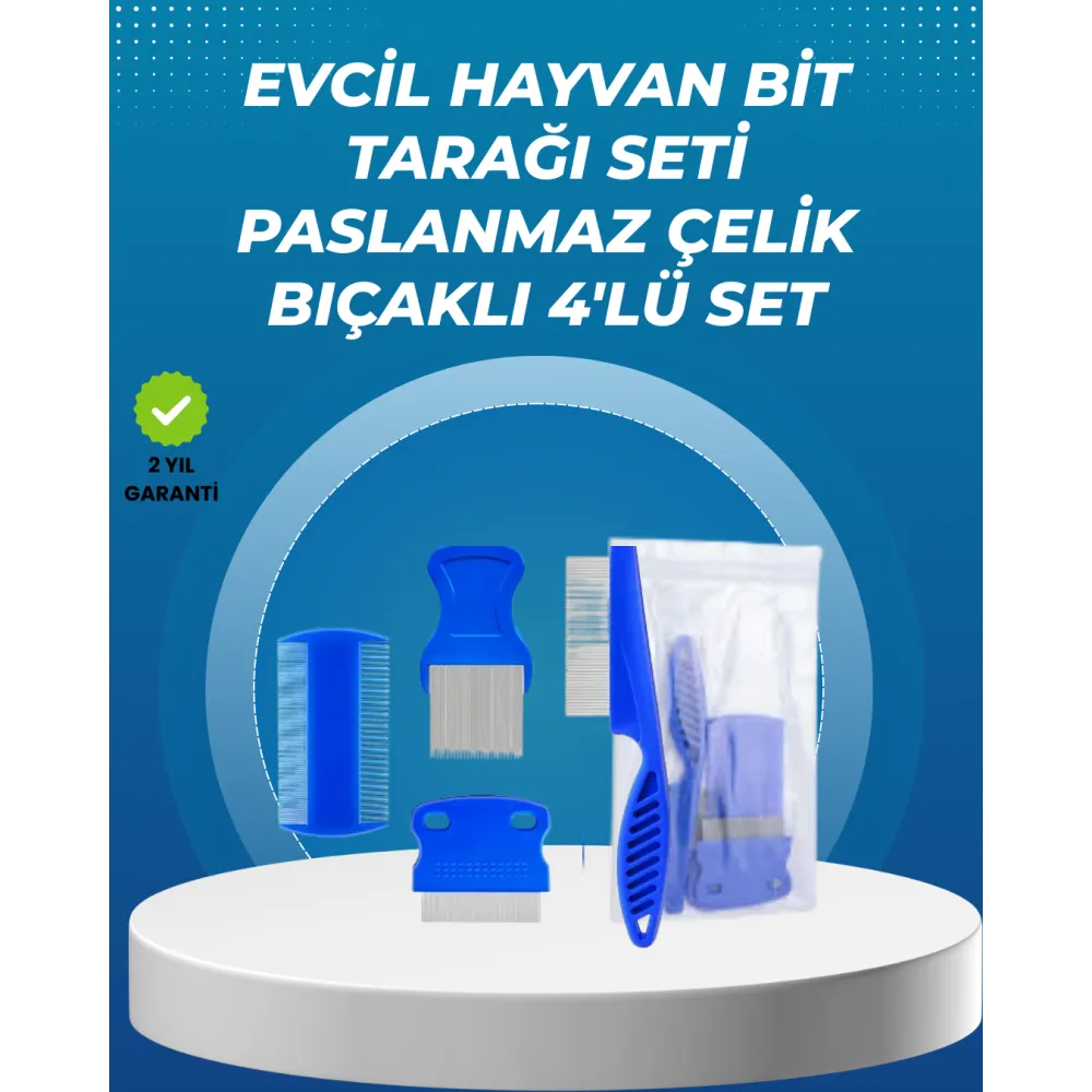 Kedi, Köpek ve Küçük Hayvanlar İçin 4 Parça Ergonomik Tarak Takımı
