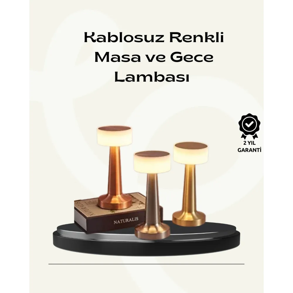 Modern Usb'li Kablosuz Masa Lambası – Minimalist Tasarım, 3 Farklı Parlaklık