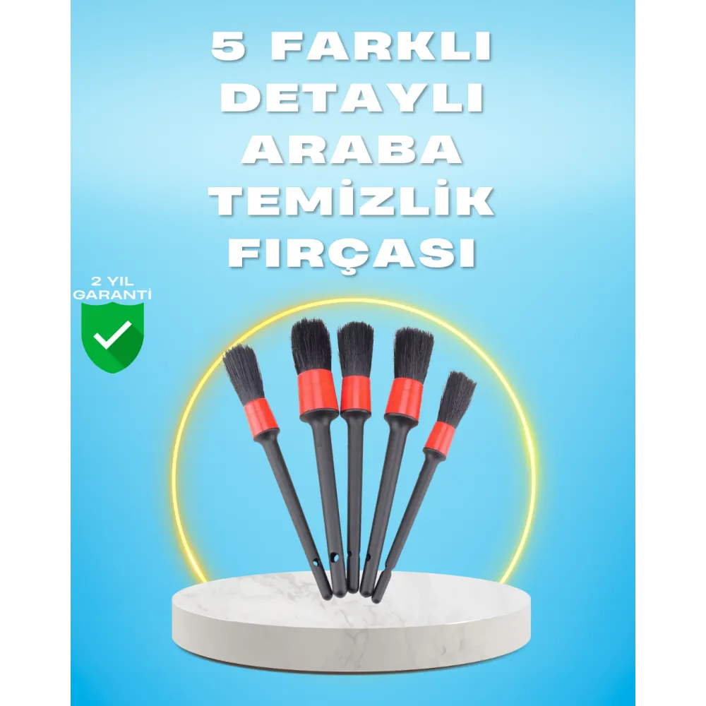 5'li Araba Temizlik Fırçaları-Farklı Boyutlu Fırçalarla Derinlemesine Temizlik