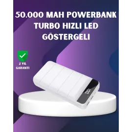 50000mAh Yüksek Kapasiteli Powerbank Hızlı Şarj ve LED Ekranlı