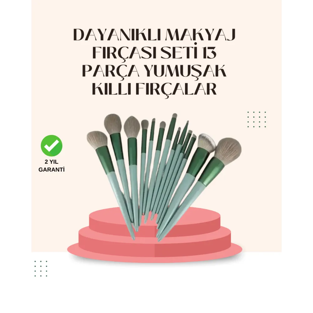 Göz Farı Allık Fondöten İçin Uygun 13'lü Makyaj Fırçası Seti Kompakt Tasarım