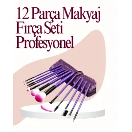 Yumuşak Fiber Kıllardan Oluşan 12'li Makyaj Fırçası Seti Göz Farı Allık ve Kontür İçin