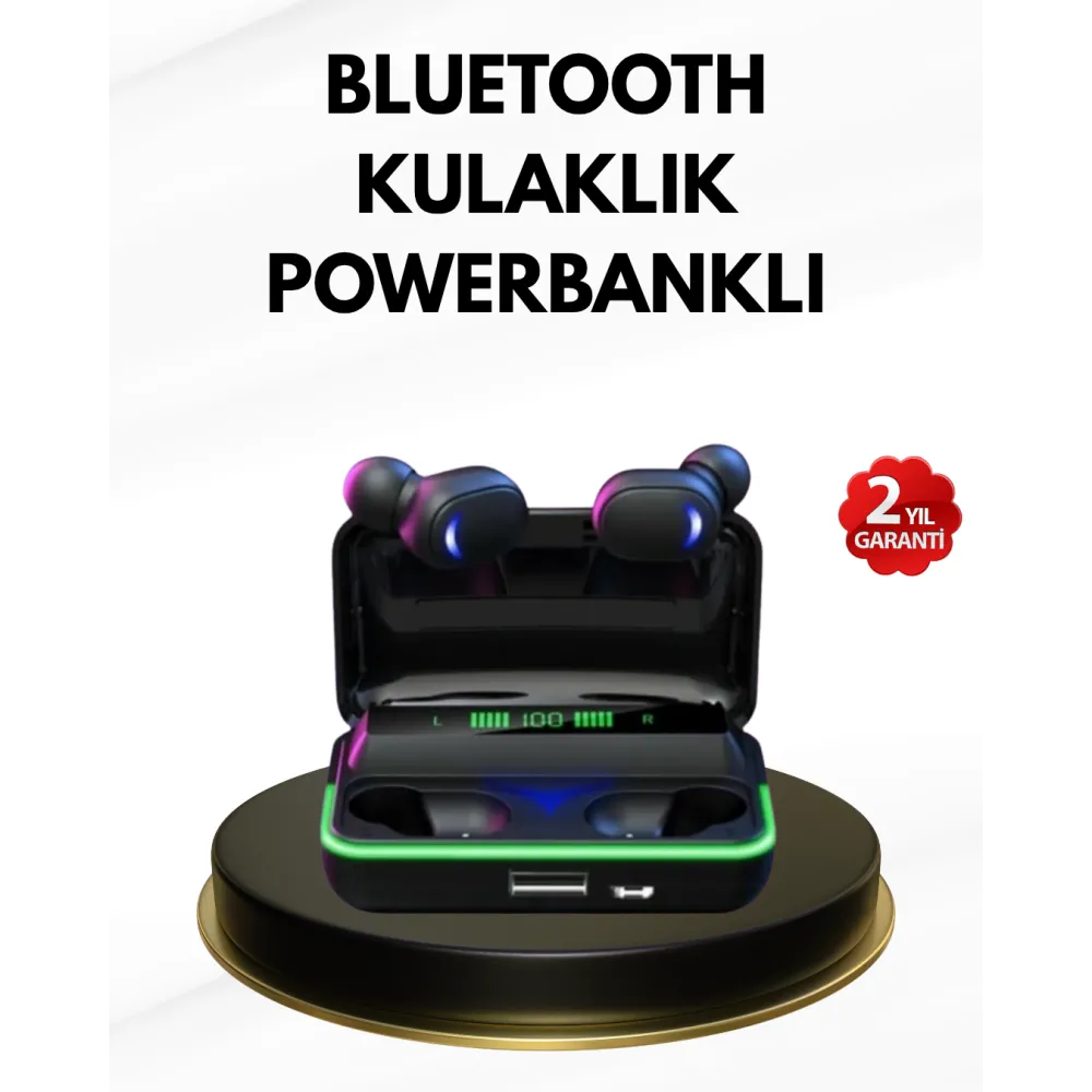 E10 Kablosuz Bluetooth Kulaklık – 3D Ses, Powerbank Şarj Kutusu