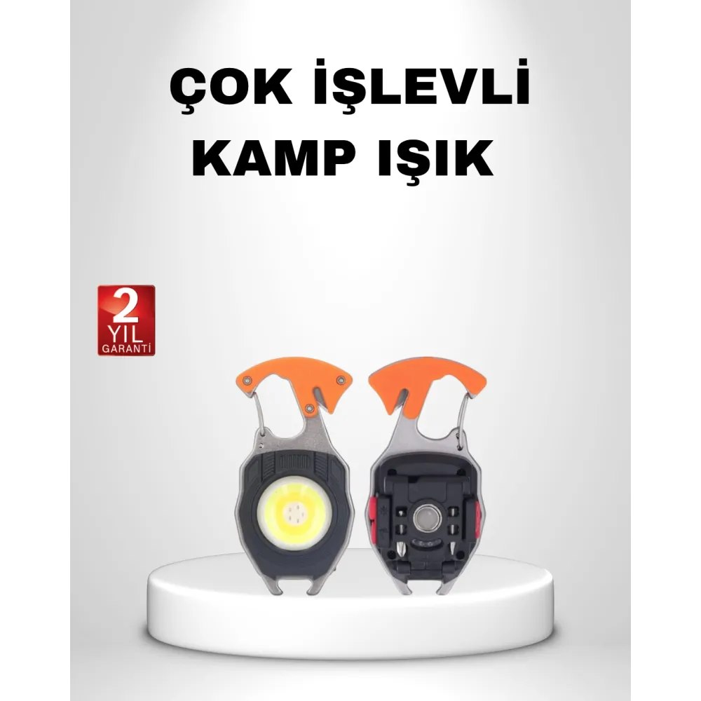 Mini LED Anahtarlık Fener – Şişe Açacağı, Tornavida, Düdük ve USB Şarj Özellikli