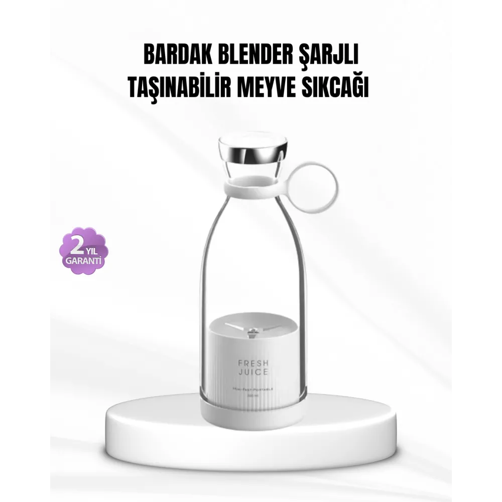 Şarjlı Portatif Blender – Gıda Sınıfı Malzeme, 10 Kullanımlık Pil, Mini Boy ve Hafif Tasarım
