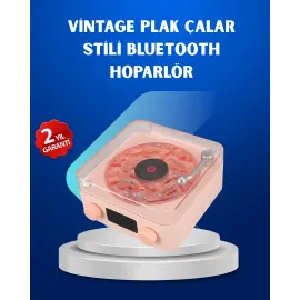 Retro Saatli Bluetooth Hoparlör – Gece Lambalı Kristal Ses Kalitesi