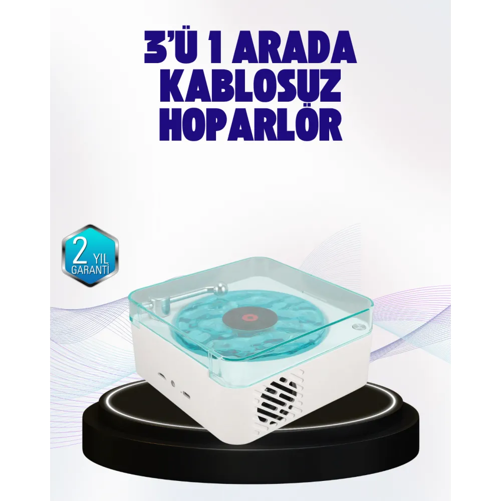 Dekoratif Gece Işıklı Bluetooth Hoparlör – Zaman ve Pil Ekranlı