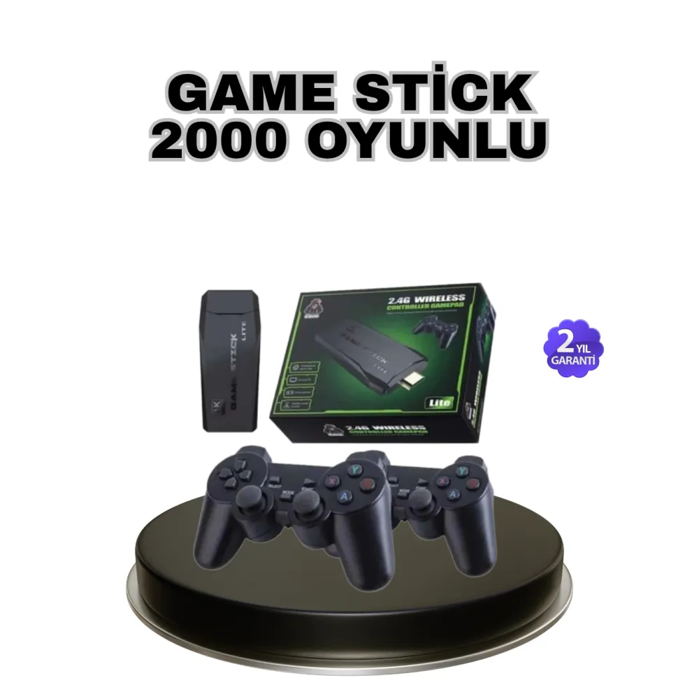 Kablosuz 4K Retro Atari Game Stick – 2 Kollu, 20000 Hazır Oyun