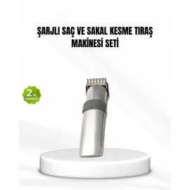 Şarjlı Saç Ve Sakal Kesme Makinesi – Paslanmaz Çelik Bıçak, Ayarlanabilir Başlık