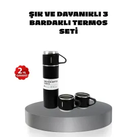 500 ml Paslanmaz Çelik Termos Seti – Sızdırmaz, Vakumlu, Isı Koruma Özellikli, Taşınabilir Termos