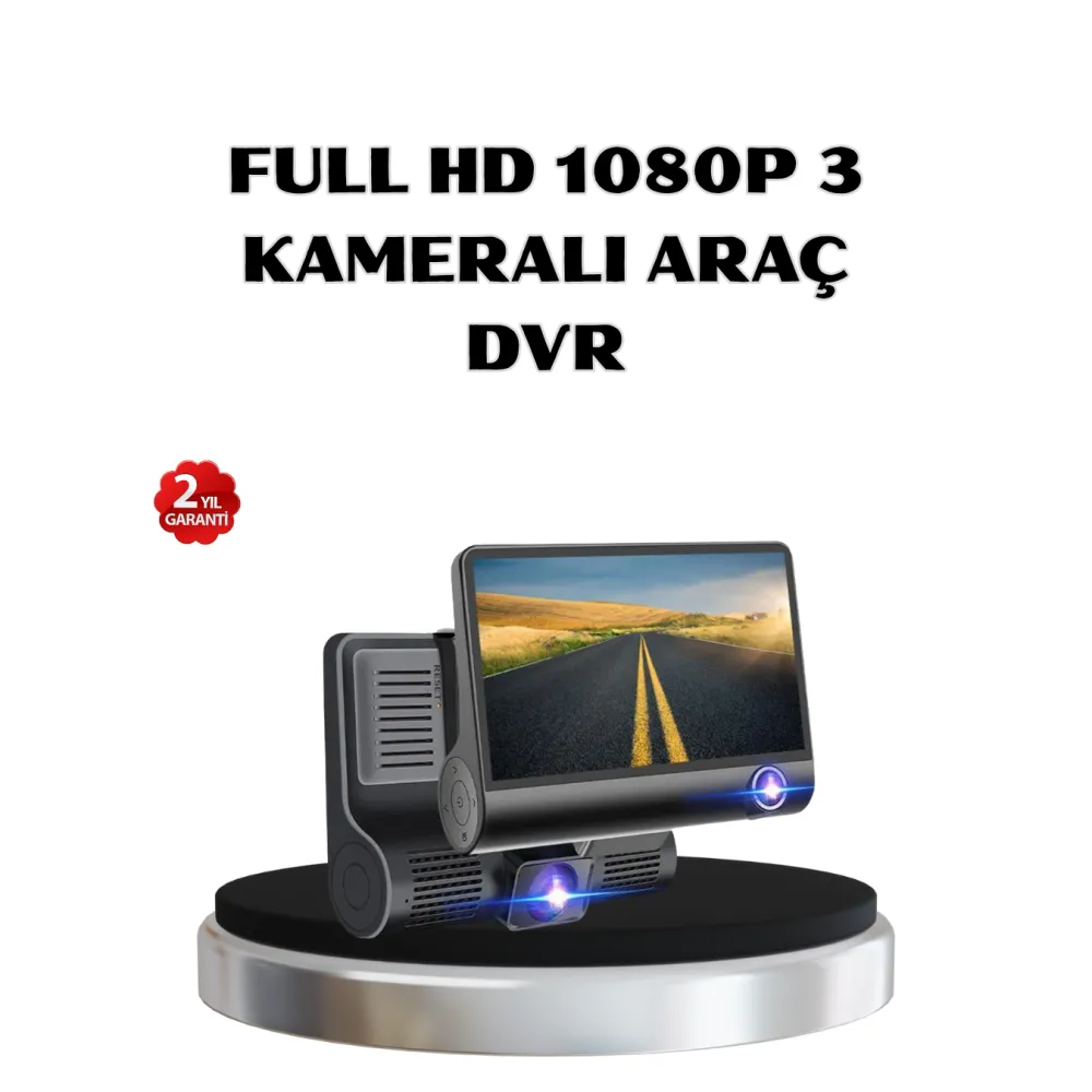 Full Hd Araç Kamerası 3’Lü 4.0” Ekranlı Ve Hdr Gece Görüşlü