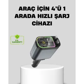 Araç Şarj Cihazı 66W 4 Portlu Hızlı Şarj ve LED Işıklı