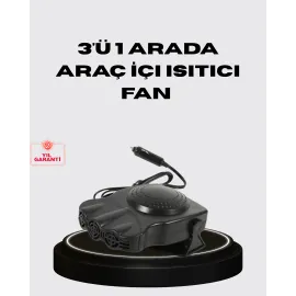 Araç İçi Isıtıcı ve Fan 3’ü 1 Arada 12V Çakmak Girişli ve Hızlı Isınma Özellikli