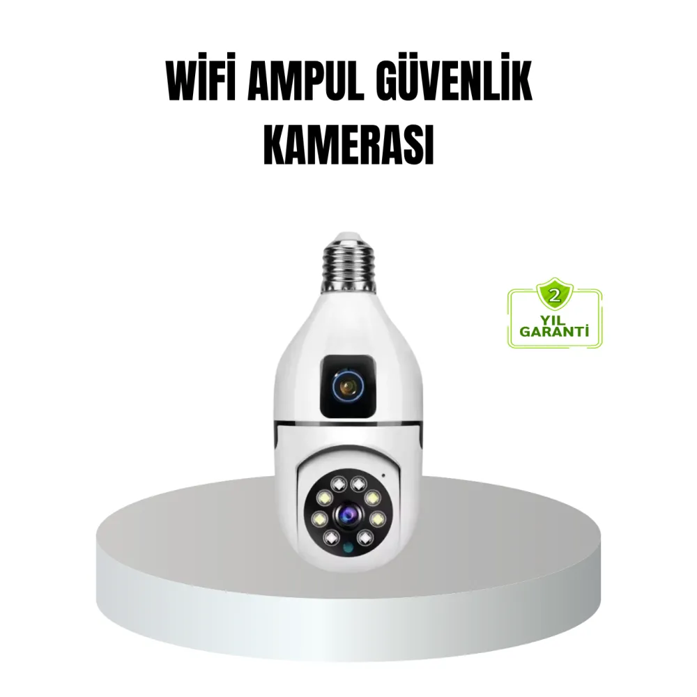 WiFi Ampul Güvenlik Kamerası 1080P Full HD Gece Görüşlü ve Hareket Algılamalı