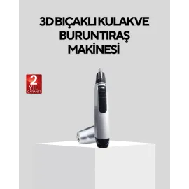 Burun Kulak Ve Kaş Tıraş Makinesi 3D Keskin Bıçaklı Pil Ile Çalışan