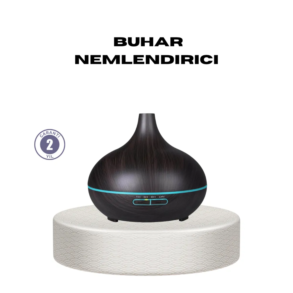 550 Ml Ultrasonik Uçucu Yağ Difüzörü 7 Renk Led Işıklı Ve Zaman Ayarlı