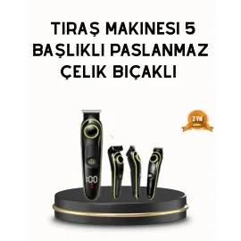 Erkek Bakım Seti 5’I 1 Arada Şarjlı Paslanmaz Çelik Başlıklı