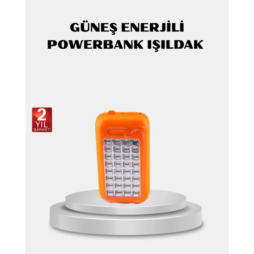 Solar Powerbank 10000 mAh LED Kamp Lambalı Taşınabilir Şarj Cihazı