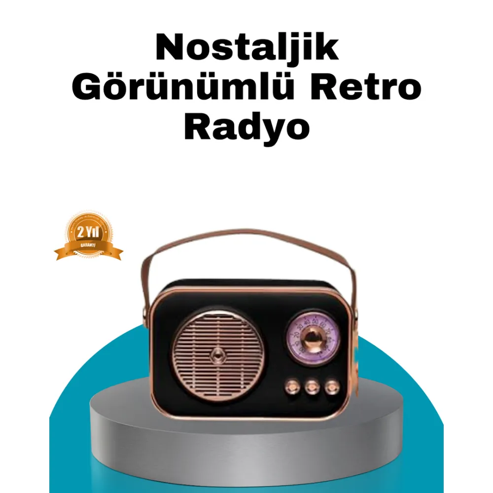 Retro Tarz Kablosuz Radyo – Bluetooth, USB ve TF Kart Girişli