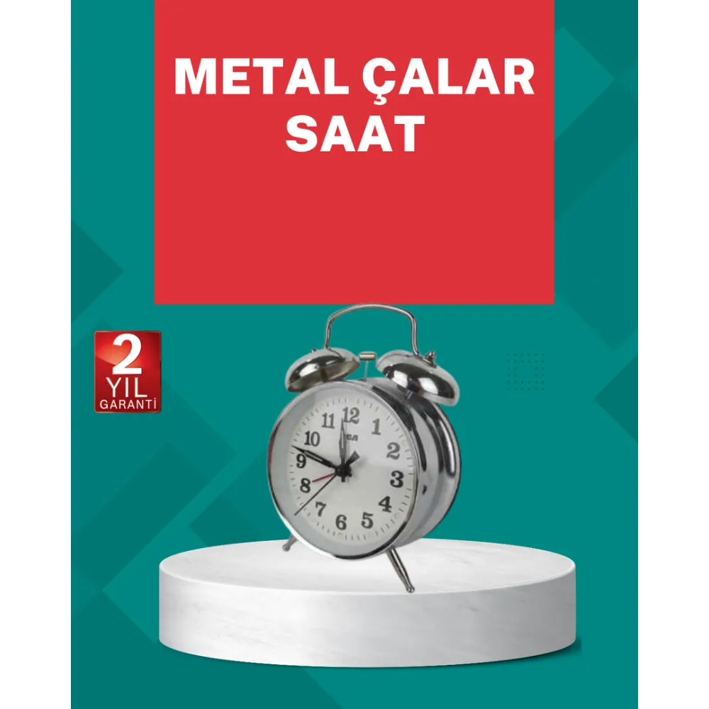 Dekoratif Gümüş Işıklı Alarmlı Masa Saati Sessiz Mekanizma