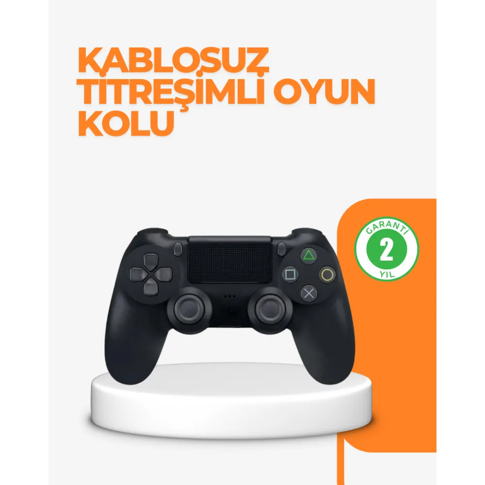 PS4 Uyumlu Kablosuz Oyun Kolu – Titreşimli, Şarjlı ve Ergonomik