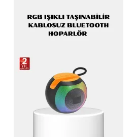 RGB Işıklı Bluetooth Hoparlör – 360° Stereo Ses ve 8 Saat Çalma Süresi