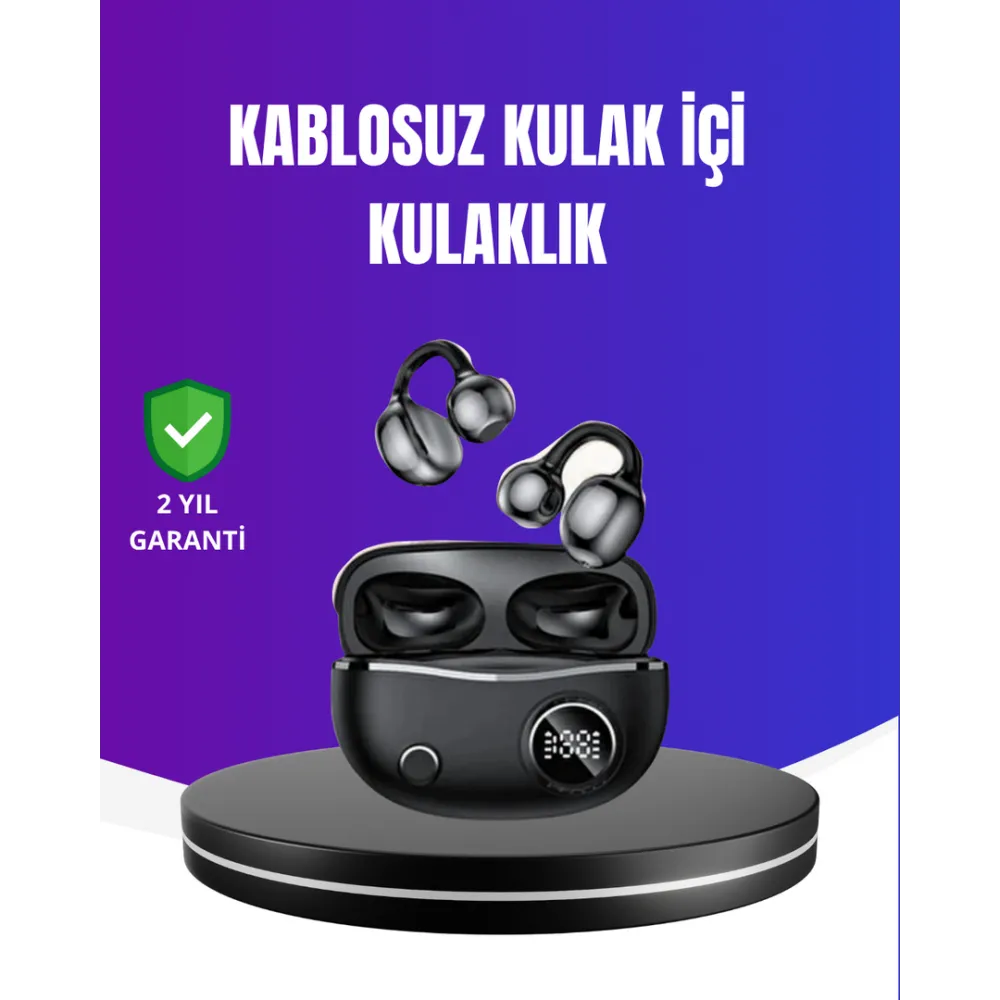 Ergonomik Klipsli Kablosuz Kulaklık – 30 Saat Pil ve Dokunmatik Kontrol Özelliği