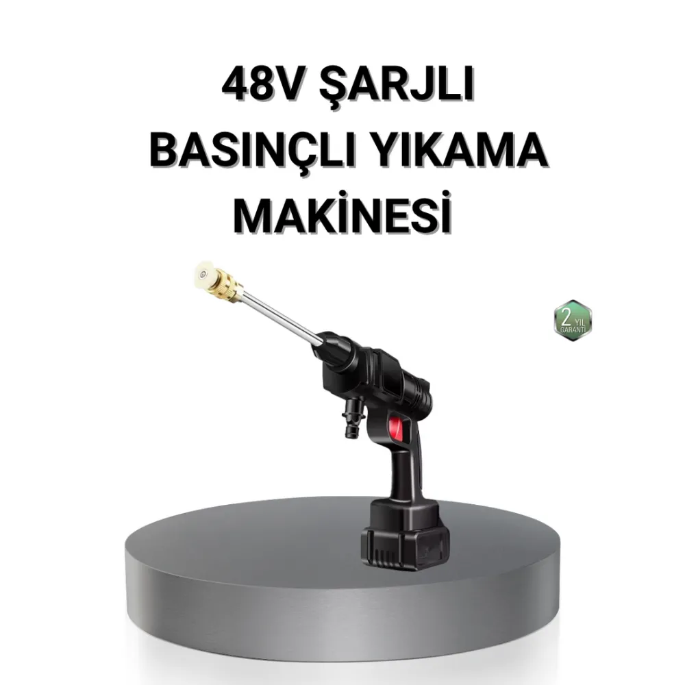 Kablosuz Basınçlı Yıkama Makinesi – 48V Güçlü Motor, 2 Pil ve Köpük Hazneli