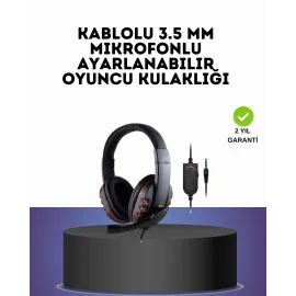 Kırmızı Gaming Headset Mikrofonlu Sağlam Kablolu Konforlu