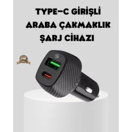 Araç Tipi Hızlı Şarj Adaptörü Type-C PD USB Çift Port Kompakt