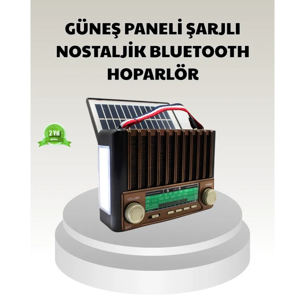 Güneş Enerjili Taşınabilir Hoparlör Ktf-1428 Bluetooth Radyo Usb Sd Kart Destekli