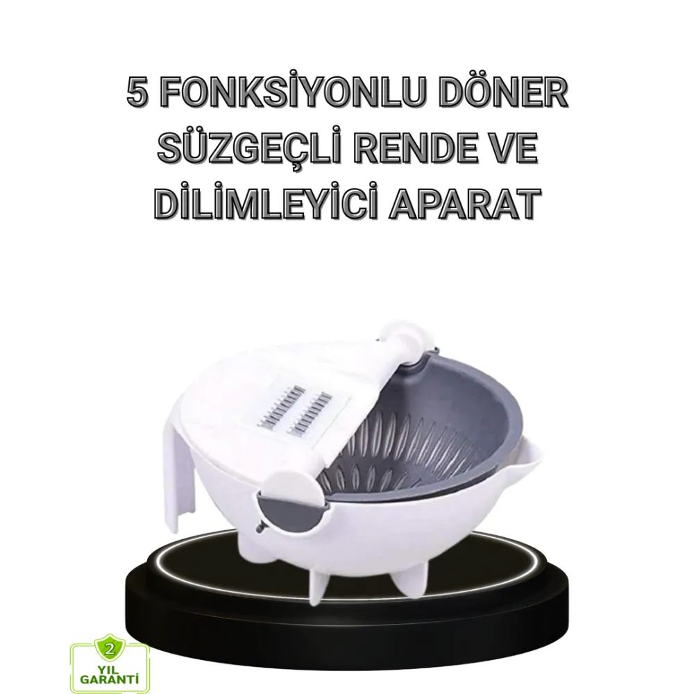 Çok Fonksiyonlu Döner Rende Süzgeç Hazneli Ergonomik Sebze Doğrayıcı