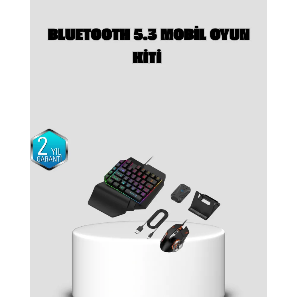 Bluetooth 5.3 Mobil Oyun Konsolu Dönüştürücü Seti 5 Parça Klavye Mouse Kit
