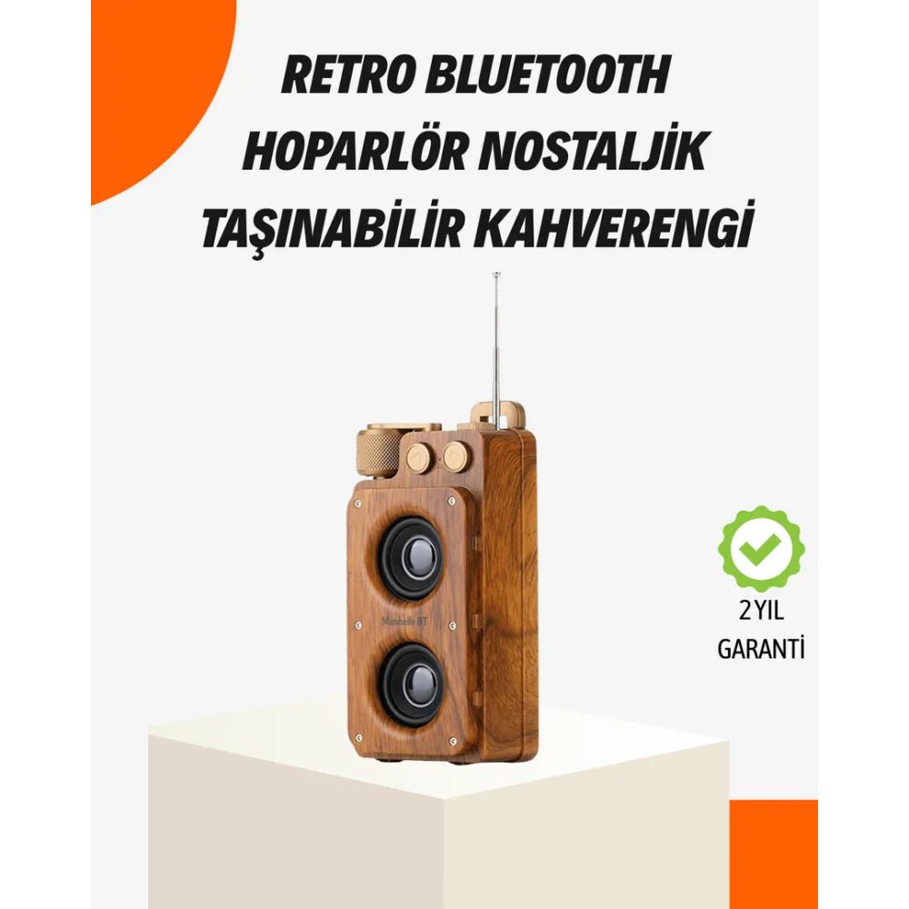 Ahşap Tarzı Kablosuz Hoparlör 5W Güçlü Bass TF USB AUX