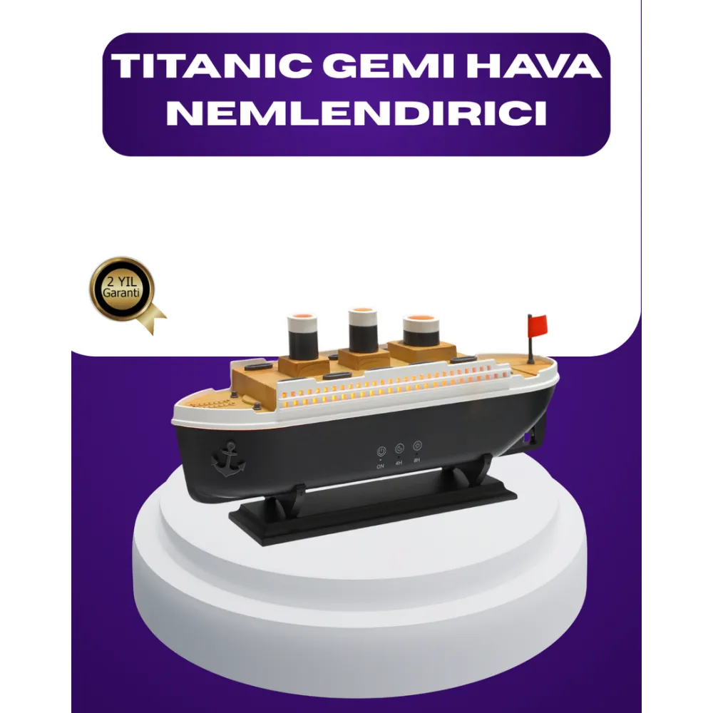 Titanik Gemi Tasarımlı Led Işıklı Hava Nemlendirici Buhar Efektli Oda Difüzörü