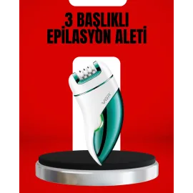 3'ü 1 Arada Epilatör Su Geçirmez Metal Başlıklı LED Işıklı 90 Dakika Şarjlı