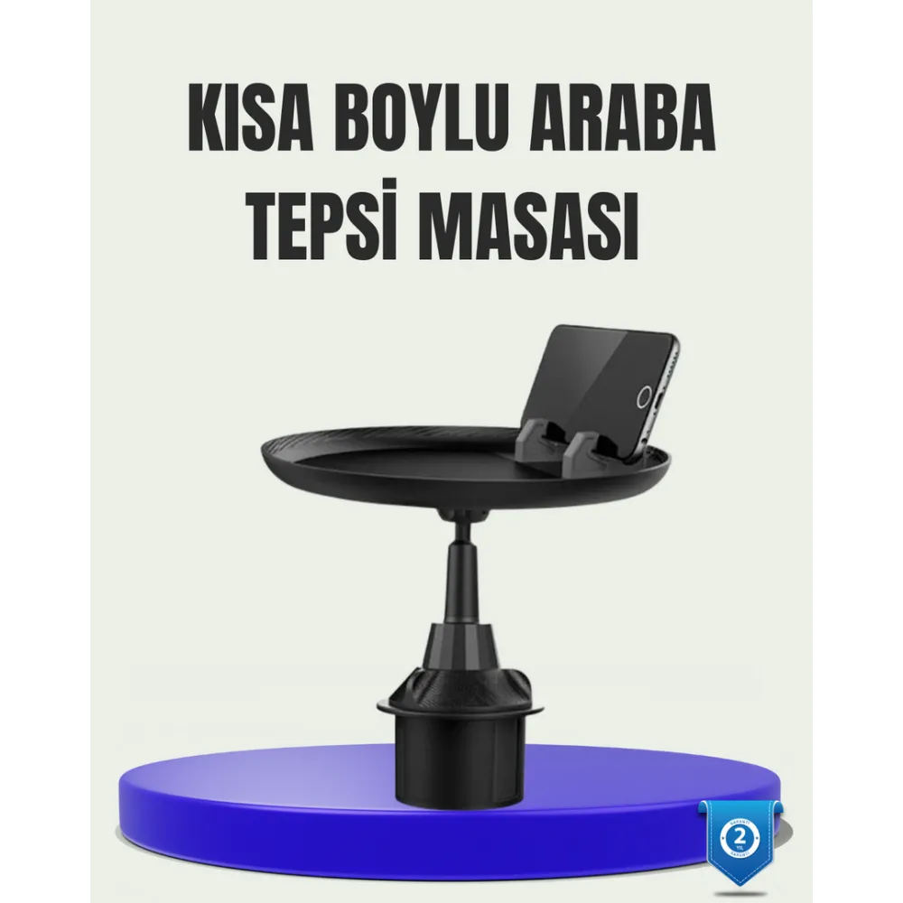 360° Döner Araç Bardaklık Tepsisi Geniş Yemek Alanlı Telefon Standlı