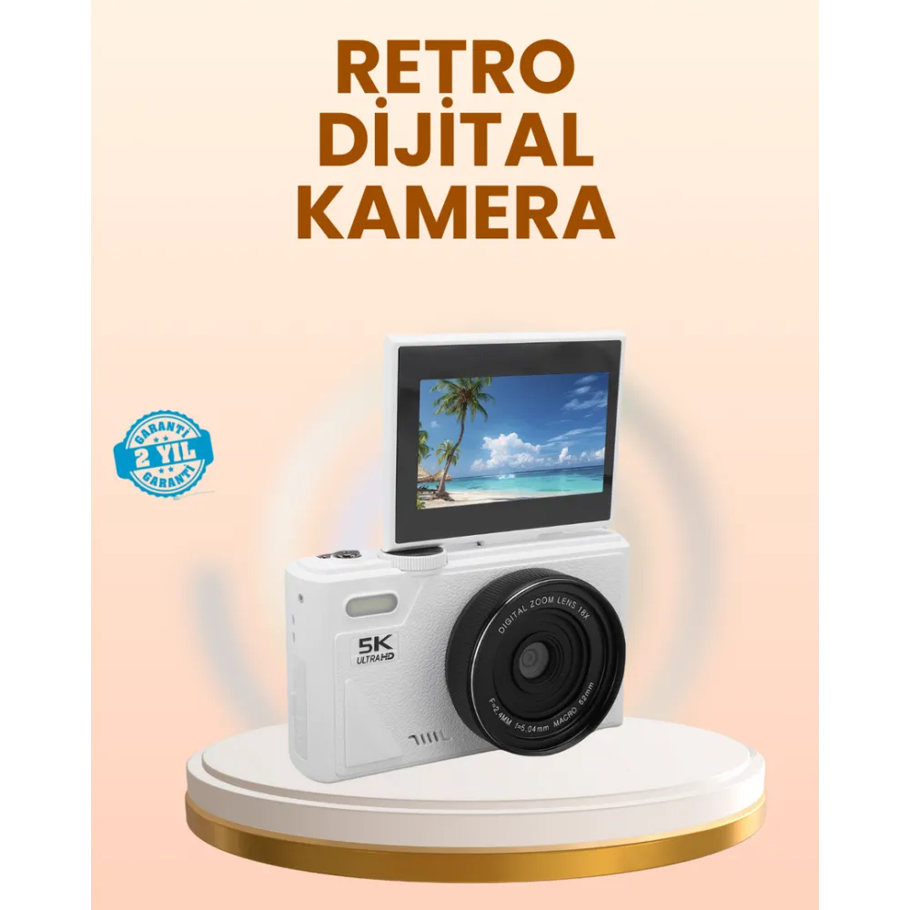 Taşınabilir 5K UHD Fotoğraf ve Video Kamera Otofokus WiFi