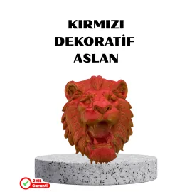 Özel Tasarım 3D Aslan Figürü Duvar Süsü Dekoratif Heykel 20x21 cm