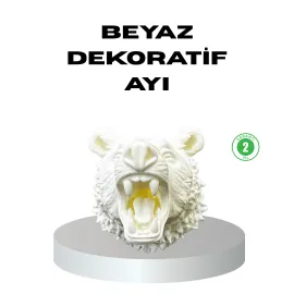 Özel Tasarım Beyaz Ayı Duvar Aksesuarı 3D Dekoratif Heykel 25x19 cm