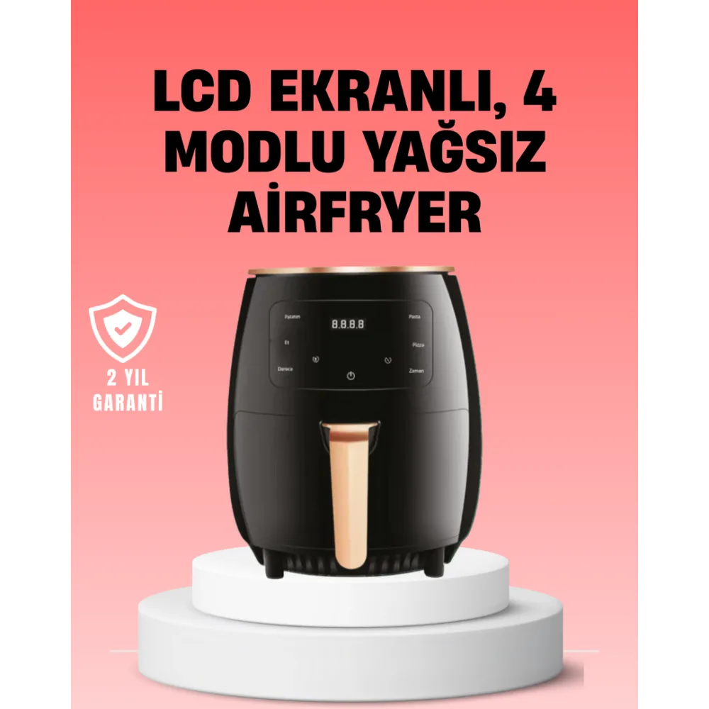 2400W Güçlü Airfryer 6L Yağsız Sağlıklı Pişirici LCD Dokunmatik