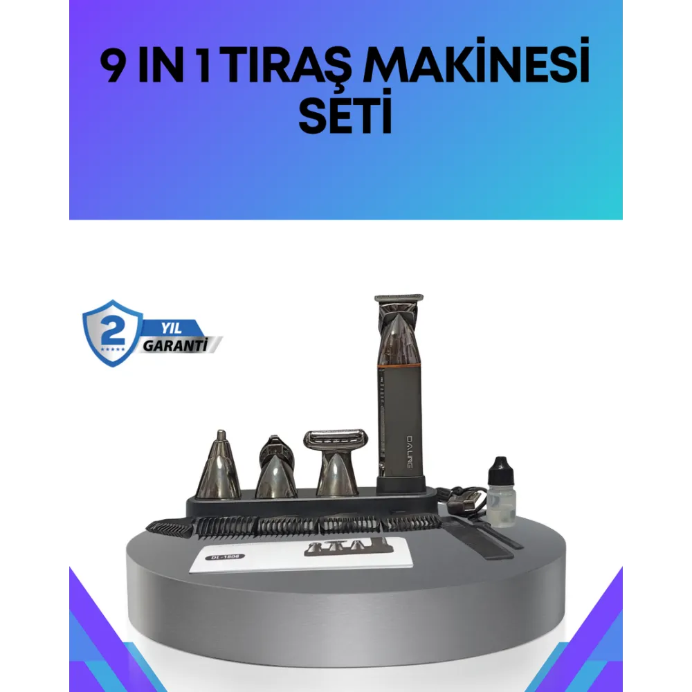 Çok Fonksiyonlu 9’U 1 Arada Tıraş Makinesi Şarjlı Saç Sakal Düzeltici