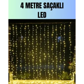 4 Metre Yılbaşı Şelale Led Perde Işık Ev Bahçe Dekor