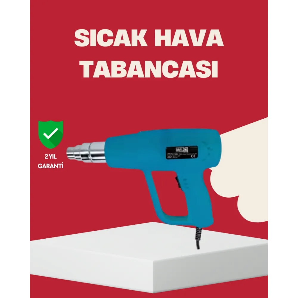2 Kademeli Güçlü Sıcak Hava Tabancası 380° – 500° Isı Ayarı
