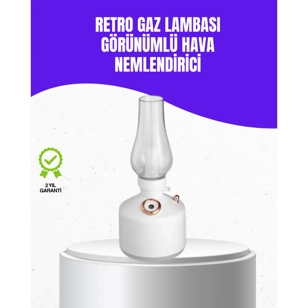 Retro Gaz Lambası Görünümlü Ledli Buhar Püskürtücü Aroma Difüzör