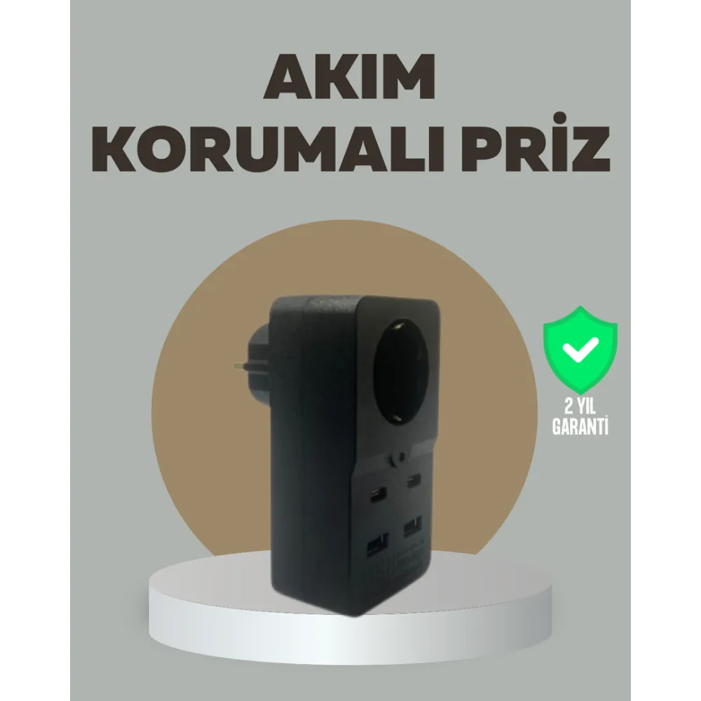Akıllı Akım Dengelemeli Priz 2500W 4 USB Type C Çıkışlı